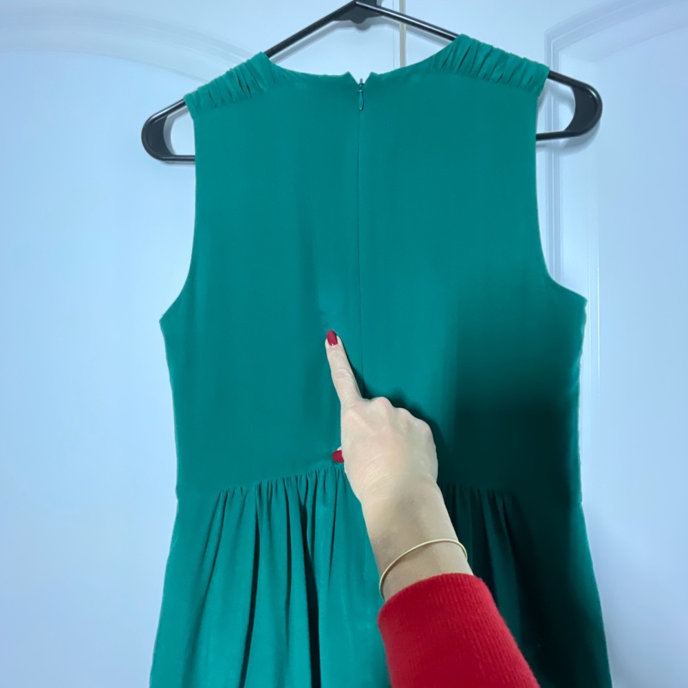 Madewell Green 100% Silk Fully Lined Mini Dress size 4 - Picture 6 of 8
